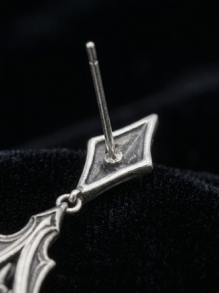 kurgaatelier 925 sterling silver gothic earring post craftsmanship detail showing authentic hallmark stamp and secure earring backs