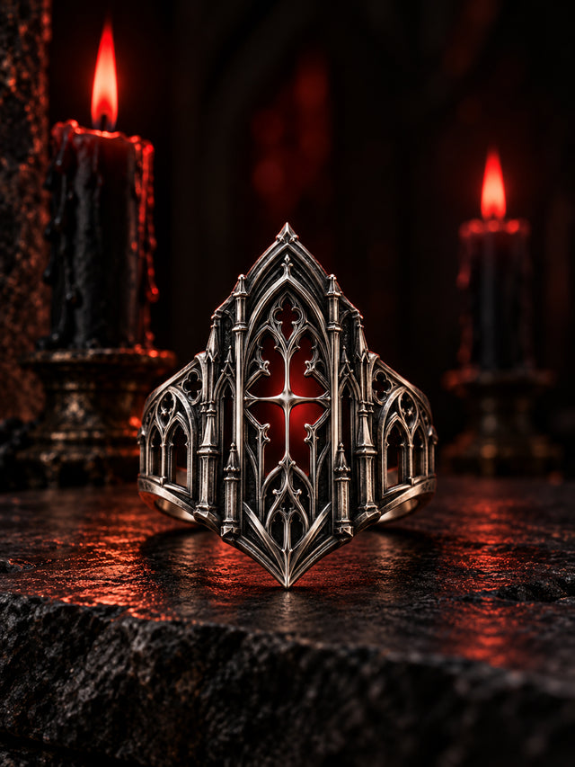 Gothic Cathedral Architecture Ring | Medieval Relic Band – Kurga Atelier