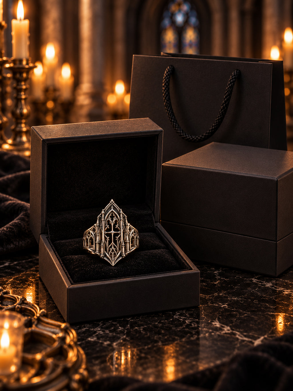 Luxury Gothic Jewelry Gift Box Packaging for Alternative Engagement Ring