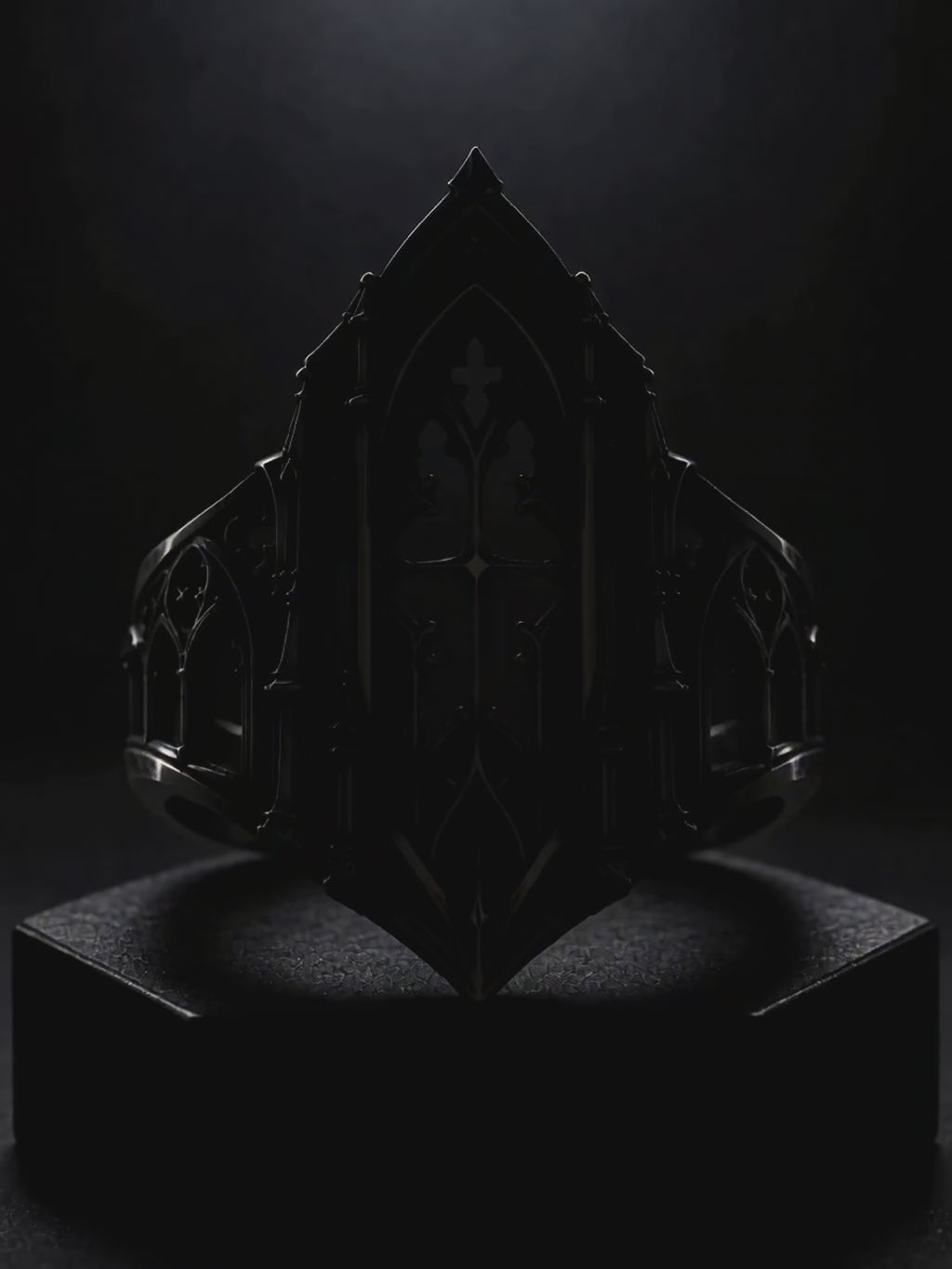 360 Degree Rotating Video Showcase of Gothic Cathedral Cross Ring